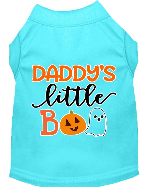 Daddy's Little Boo Screen Print Dog Shirt Aqua Med